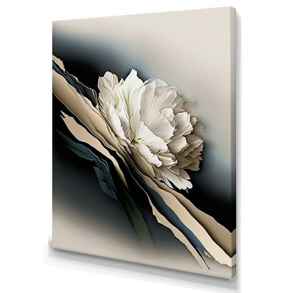 Designart Beige Peony Flowers Hyperrealistic II Canvas Wall Art