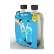SodaStream 1 Liter Dishwasher Safe Slim Carbonating Bottles, Twin Pack, Black