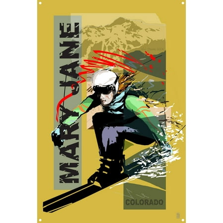 Mary Jane Colorado Extreme Skier Girl Metal Art Print by Mike Rangner (12