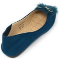 thumbnail image 4 of Victoria K Women's Foldover Sueded Faux Fur Gold Bow Ballerina Flats, 4 of 8