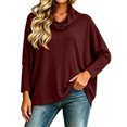 thumbnail image 5 of Cowl Neck Batwing Sleeve Tunic for Women Ghalytn Loose Draped Long Sleeve - Casual Blouse, 5 of 6