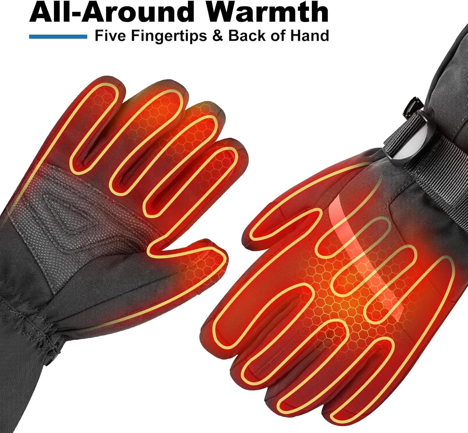 SNOW DEERHeated Gloves - Unisex Winter Ski Gloves with Rechargeable Electric Heating for Skiing, Snowboarding, Snow Hiking, Hunting & Outdoor Activities