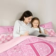 thumbnail image 5 of Manfei Letter Monogrammed D 2pcs Bedding Comforter Set,Kawaii Butterfly Bowknot Twin Comforter Sets,Pink Bling Glitter Breathable Bedding Set,Ultra Soft Home Decor,Reversible, 5 of 8