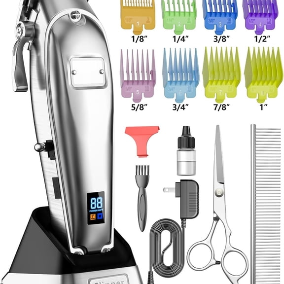 Dog Grooming Clippers for Thick Heavy Coats,Low Noise Cordless Dog Grooming Kit with Metal Blades, All Stainless Steel, 2 Speeds