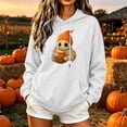 thumbnail image 2 of asdoklhq Halloween Pumpkin Sweaters Graphic Tshirts Shirts Winter Ladies' Graphiced Long Sleeve Hooded Sweatshirt White S, 2 of 5