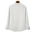 thumbnail image 2 of Mens Long Sleeve Shirt Button Down Blouses Loose fit Vintage Shirts Banded Collar Tops White XL, 2 of 6