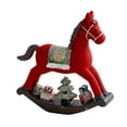 thumbnail image 3 of Estatua navideña, decoración navideña, centro de mesa, escultura, colección, figura de resina Caballo balancín rojo, 3 of 9