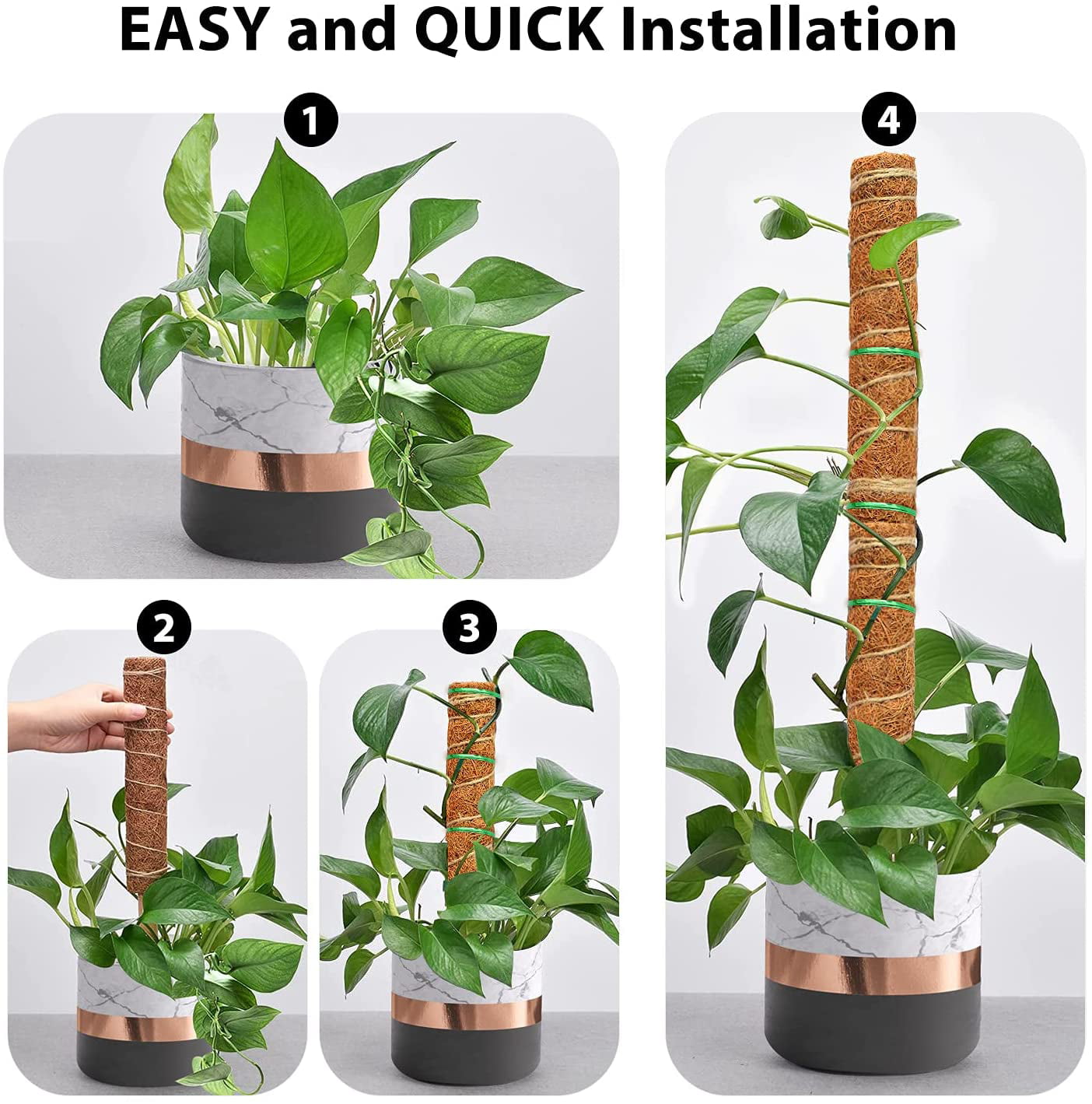 26pcs, Moss Pole Plant Stakes Set Moss Stick Climbing Plant Support Coco  Coir Poles Supports For Potted Plants Indoor Plants Monstera Stake With Rope