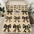 thumbnail image 2 of Homewish Cartoon Bow Knot Twin Sheet Sets,Vintage Camo Pattern Twin Fitted Sheet,Green Brown Flat Sheet For Boys Girls,Breathable Home Decor,3-Piece, 2 of 7