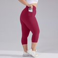 thumbnail image 6 of Butt Lifting Capri Leggings for Women Plus Size Booty Lift Compression Stretchy Yoga Pants Tummy Control Mid Rise Snow Leggings with Pockets Wine XL, 6 of 6