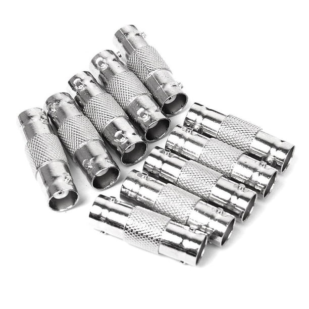 10 piezas BNC hembra a conector BNC hembra, adaptador de cable coaxial, acoplador, convertidor y conector.
