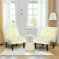thumbnail image 3 of Gymax Set of 2 Armless Accent Chair Upholstered Tufted Lounge Chair Beige, 3 of 10
