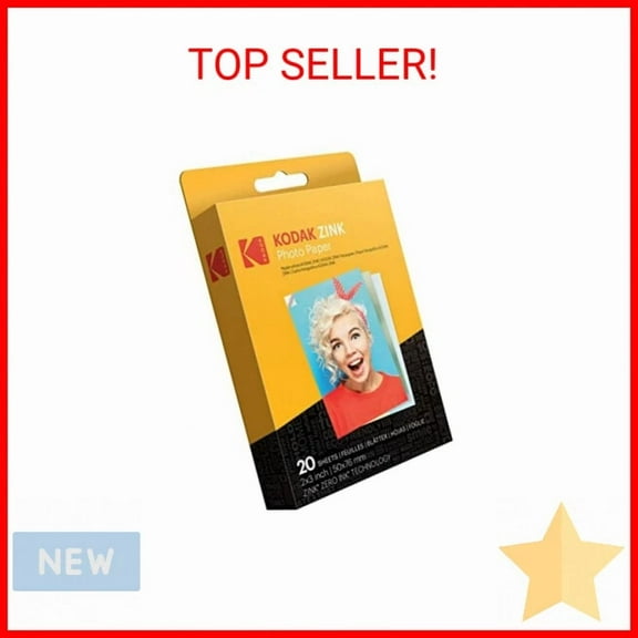 ELVY- Zink Kodak 2"X3" Premium Photo Paper (20 Sheets) Compatible With Kodak Smile, Ko