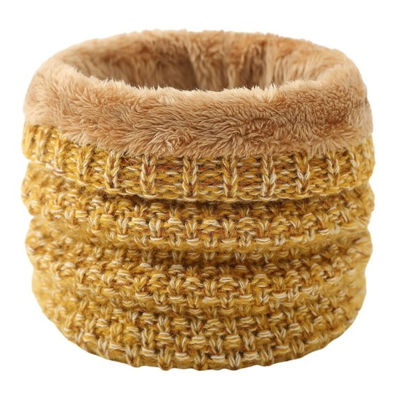 LWNYDPLSD Neckerchief Women Neck Warm Mens Wool Bib Womens Scarf Winter Double Thick Knit Ring Unlimited Scarf Warm and Windproof Sales Today Clearance Yellow One Size