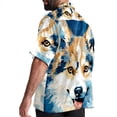 thumbnail image 3 of Pixel Dog Men's Hawaiian Shirt, Short Sleeve Printed Button Down Beach Casual Tops, Summer Spread Collar Men's Shirts, 3 of 6