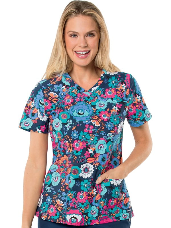 landau print scrub tops