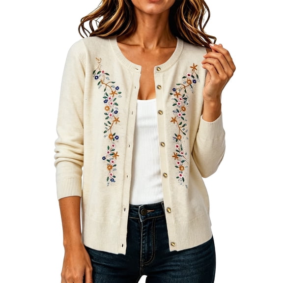 LEKODE womens cardigan sweaters Trendy Solid Oversized Soft Knit Button Up Sweater Cardigan women clothing Beige S