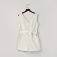 thumbnail image 5 of Wycnly Womens Jumpsuits Casual Button Down Pocket Tank Short Jumpsuit with Belt Trendy Plain V-Neck Sleeveless Mini Summer Rompers White xl, 5 of 6