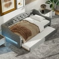 thumbnail image 4 of Harper & Bright Designs Twin XL Size Upholstered Daybed with Trundle and Button Tufted Backrest, Linen Sofa Bed with LED Belt, Gray, 4 of 13