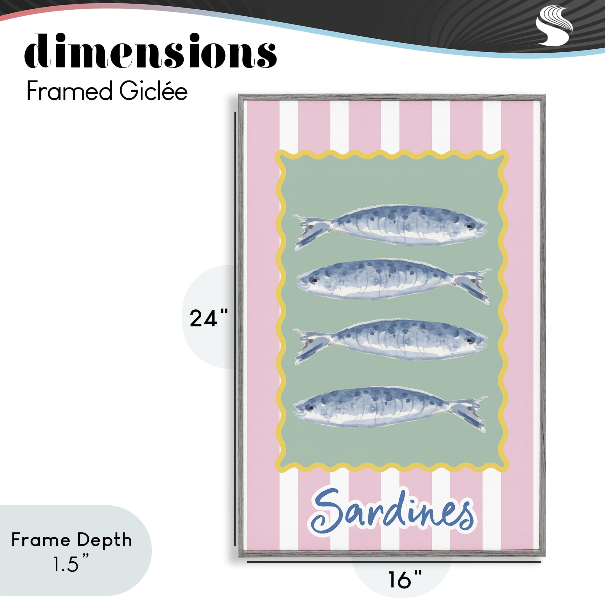 Stupell Industries Pastel Striped Sardines Gray Framed Giclee Art, design by Patricia Pinto