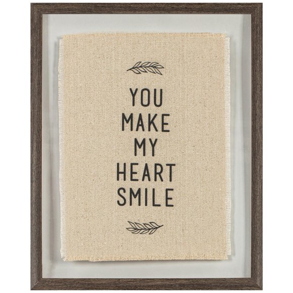 You Make My Heart Smile Framed Under Glass on Burlap 12x15