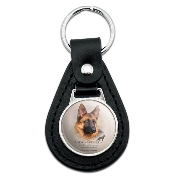 German Shepherd Dog Breed Black Leather Keychain