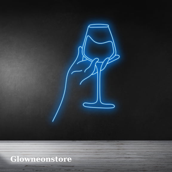 Glowneon Hold The Glass Neon Sign, The Glass Wine Led Light, Wine Led Light Sign, Wine Bar Neon