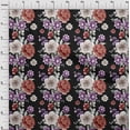 thumbnail image 3 of oneOone Cotton Jersey Black Fabric Leaves|Lotus & Rose Floral Dress Material Fabric Print Fabric By The Yard 58 Inch Wide, 3 of 4