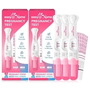 Easy@Home Pregnancy Test Kit - 6 Sticks + 12 Strips, Curved Handle - Early hCG Detection, Reliable & Accurate Results in Minutes, Easy Home Use, Valid until Oct 15,2026