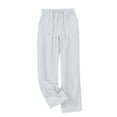 thumbnail image 4 of FRSASU Pajama Pants for Women Soft Comfy Plush Solid Color Casual Stretch Wide Leg Pants White, 4 of 5