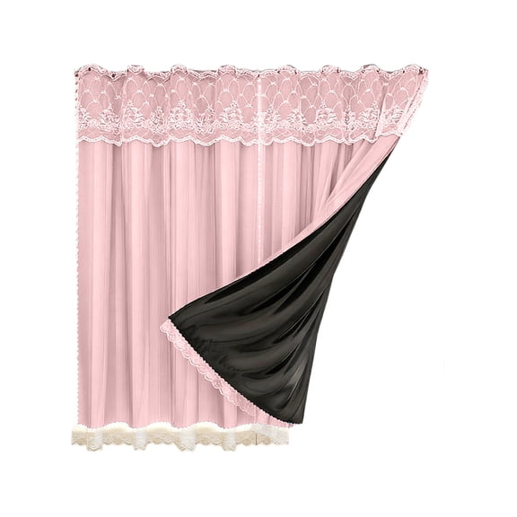 Double Layer Blackout Curtains Thermal Insulated Room Darkening Drapes, No-Drill Rental Friendly Window Treatments for Bedroom, Bay Window & Living Room Privacy Decor