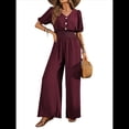 thumbnail image 2 of Mono de Mujer de Corta con Cuello en V, Elegante, Informal, con Pierna y Pantalones. Rojo Oscuro XXL, 2 of 9
