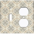 thumbnail image 2 of Metal Light Switch Plate Outlet Cover (Damask Ornament Tan Pattern - Single Toggle Single Duplex), 2 of 2