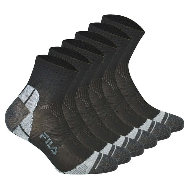 FILA Calcetines unisex, 6 Pares - Quarter Multisport, calcetines cortos Negro 43-46