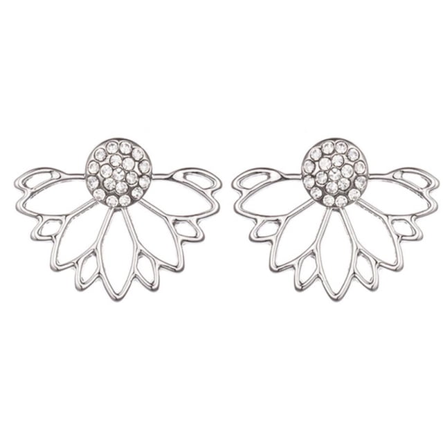 Heliisoer Personality Earrings Sun Flower Double-Sided Diamond Earrings Irregular Mesh