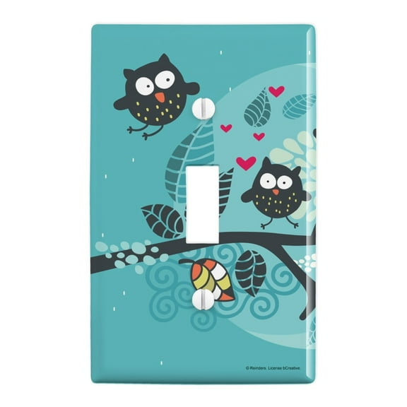 Sweet Owl Moonlight Night Plastic Wall Decor Toggle Light Switch Plate Cover