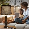 thumbnail image 2 of NATYSWAN Black Touch Table Lamps Set of 2, 22" Tall Bedside Lamps with USB C+A Charging Ports, Nightstand Lamps for for Bedroom, Living Room, Office, with Black Lampshade, LED Bulb Included, 2 of 6