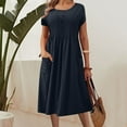 thumbnail image 2 of CHGBMOK Womens Summer Dresses Fashion Summer Solid Color Short-sleeved V-neck Casual Dress Sizes S-5XL, 2 of 6