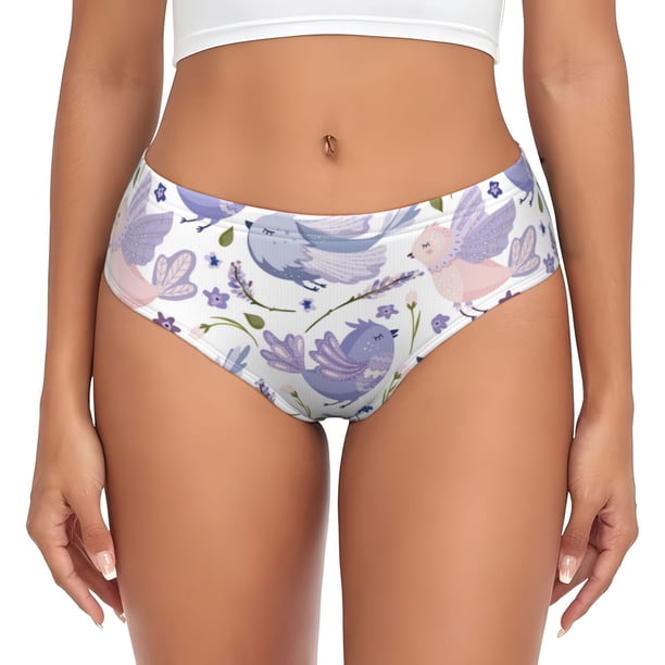 Fotbe Lavender Flowers Calzones Estampados para Mujer – Ropa Interior de Algodón, Cómoda, Suave y Elástica-4X-Large