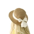 thumbnail image 4 of Toddler Straw Hat Little Girl Kids Summer Hats with Bow Beach Sun Protection Hats Wide Brim Floppy, 4 of 5