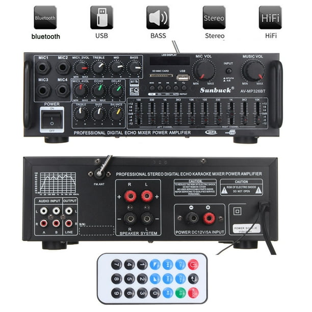 Sunbuck 2000W bluetooth Amplifier w/ LCD Display Builtin FM Radio