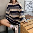 thumbnail image 2 of Womens Tops Oversized 2024 Autumn New Korean Loose Striped Long Sleeved T Shirt Female Net Red Student Versatile Thin Top, 2 of 4