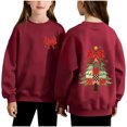 thumbnail image 2 of NAISIBABY Girls Christmas Sweatshirt (2-12T), Long Sleeve Crewneck Fleece Lined Kids Fashion Festival Tops Wine 6T, 2 of 7