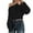 Black, variant on HNMKIU Solid Color Off the Shoulder Sweatshirt Casual Short Crop Top Long Sleeve Pullover for Fashion Comfort Black,One Size