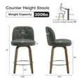 thumbnail image 5 of WOOW DEPOT Button-tufted Swivel Bar Stools Set of 1, 26" Upholstered Linen Fabric Barstools w/ Mid-back Wood Legs Large Seat, Mid Century Modern Bar Chair Island Stool for Kitchen Counter, 5 of 10