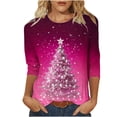 thumbnail image 2 of Holiday Gifts! Titcea Christmas Shirts for Women 3/4 Sleeve Crewneck Glitter Xmas Tree Print Pullover Christmas Sweaters 2024 Fashion Casual Tops, 2 of 4