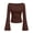 12#Brown, variant on Boat Neck T-Shirt for Women Long Sleeve Bell Sleeve Ruched Fitted Solid Top Trendy Fall Casual Blouse for Everyday Wear Brown M