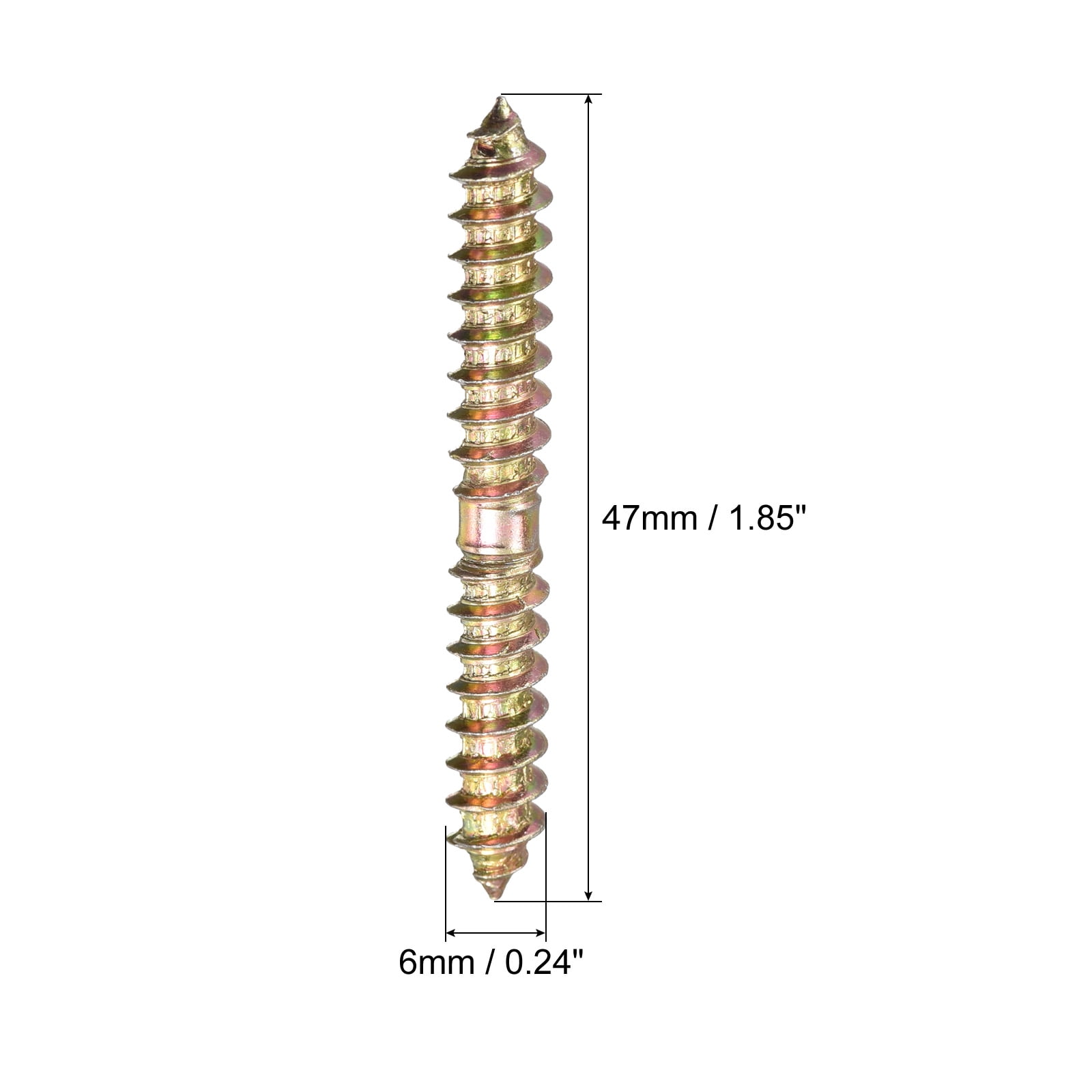 Unique Bargains Double-Ended Self-Tapping Wood-to-Wood Dowel Screw 6x47mm