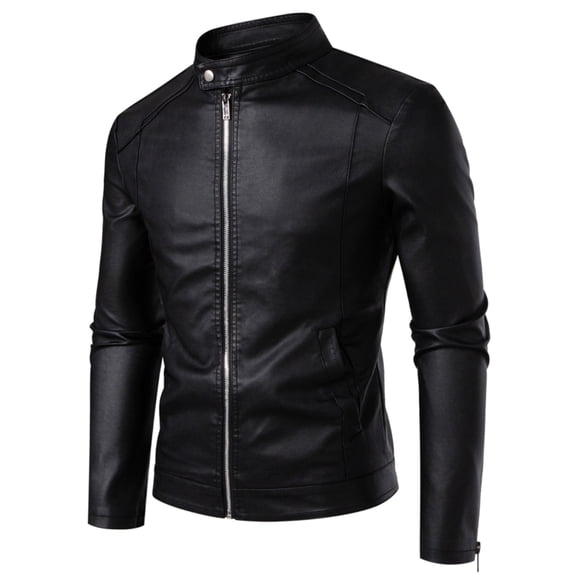 Men's stand-up collar PU leather jacket spring and autumn new jacket handsome motorcycle suit stand-up collar faux leather fashion slim jacket