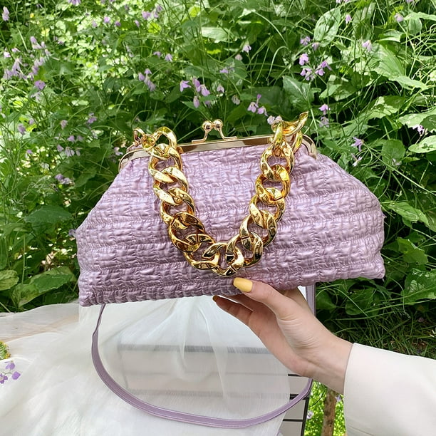 Bolsa de mano femenino con cadena gruesa dorada, informal para axilas, cerrojo ajustable para fiesta Ehuebsd Para Estrenar